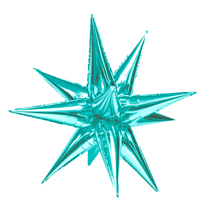 Шар (26''/66 см) Фигура, Звезда составная, Бирюзовый, 1 шт.