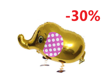 Ходячий воздушный шар (28''/71 см) Слоник,золото,Китай