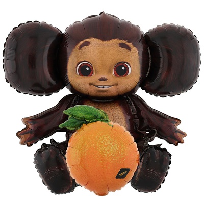 Шар (17''/44 см) 3D Фигура ,Чебурашка с апельсином. в уп