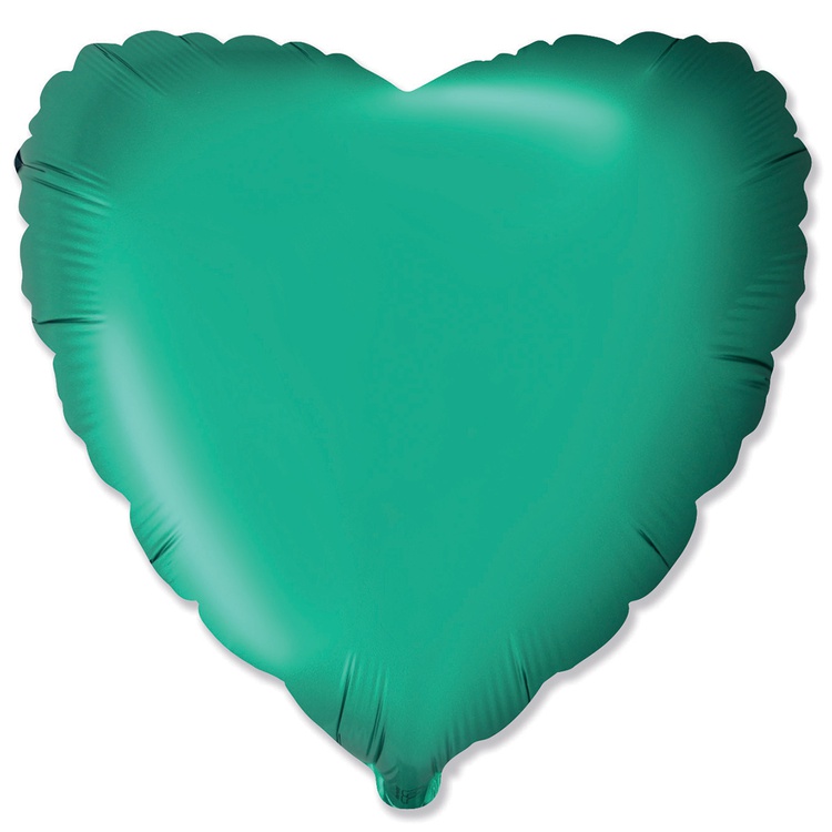 FM Шар (18''/46 см) Сердце, Зеленый, Сатин, 1 шт.