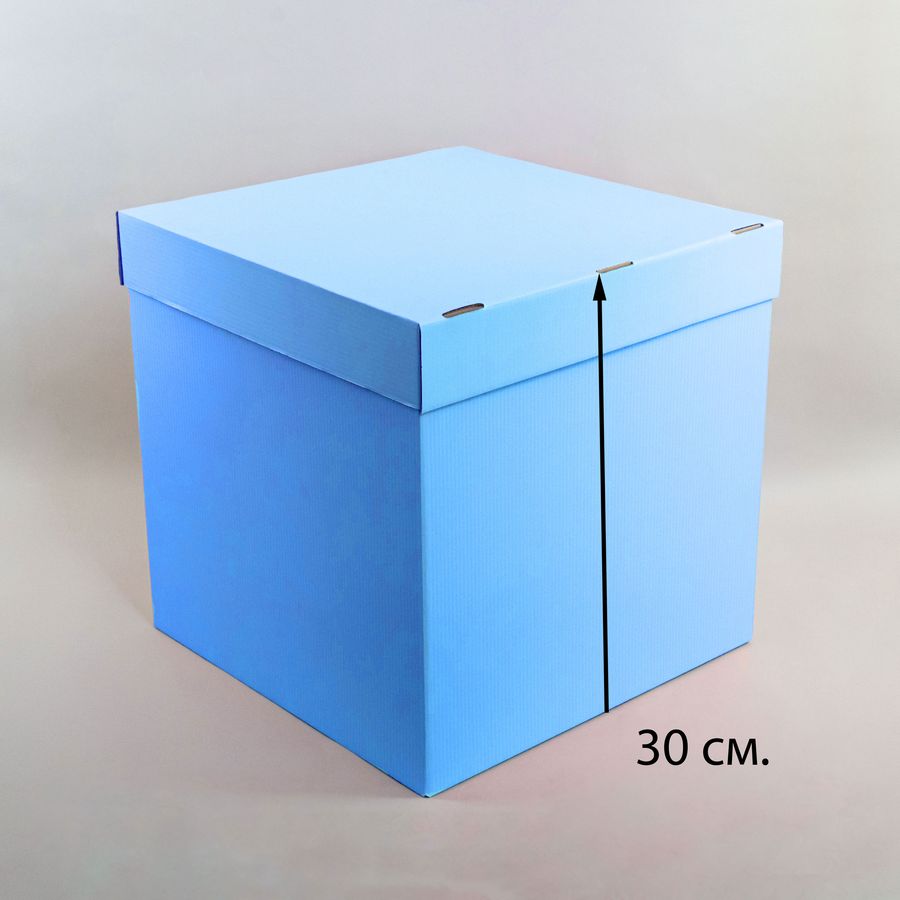 Коробка для воздушных шаров и подарков Голубая 30*30*30 см