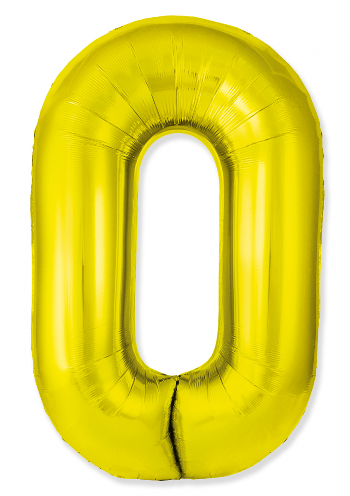 FM Шар (40''/102 см) Цифра, 0 Slim, Золото, 1 шт. в уп.