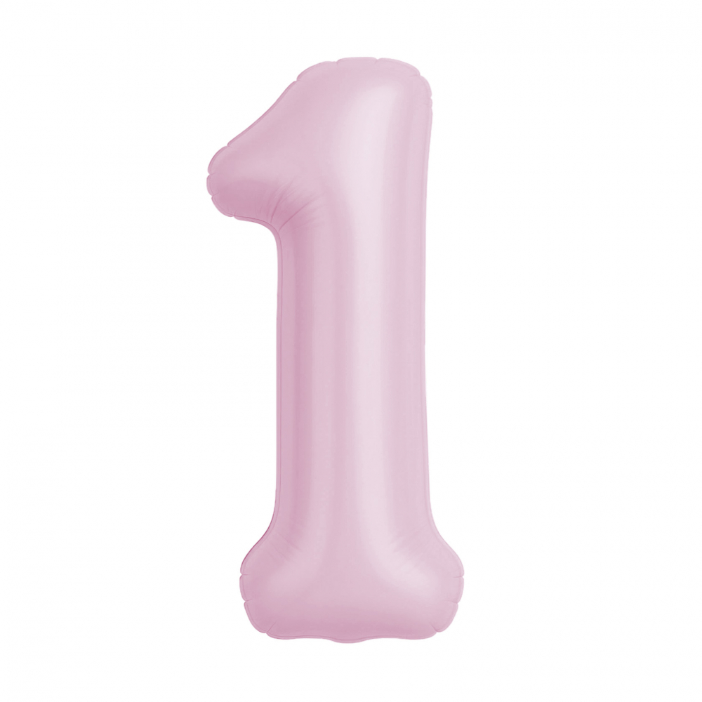 Шар (40''/102 см) Цифра, 1 Slim, Зефирный, 1 шт. в уп.