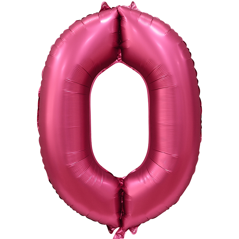 Шар (34''/86 см) Цифра, 0, Бордовый, Сатин, в упаковке 1 шт., Китай