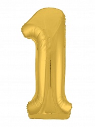 Шар (40''/102 см) Цифра, 1, Slim, Золото, в упаковке, Россия