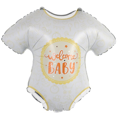 Шар (23''/58см) Фигура, Боди WELCOME BABY белое, в упак.