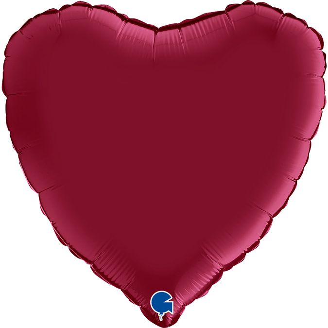 G Шар (18''/46 см) Сердце, Вишневый, Сатин, 1 шт.