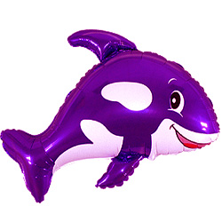 FM Шар (14''/36 см) Мини-фигура, Веселый кит, Фиолетовый