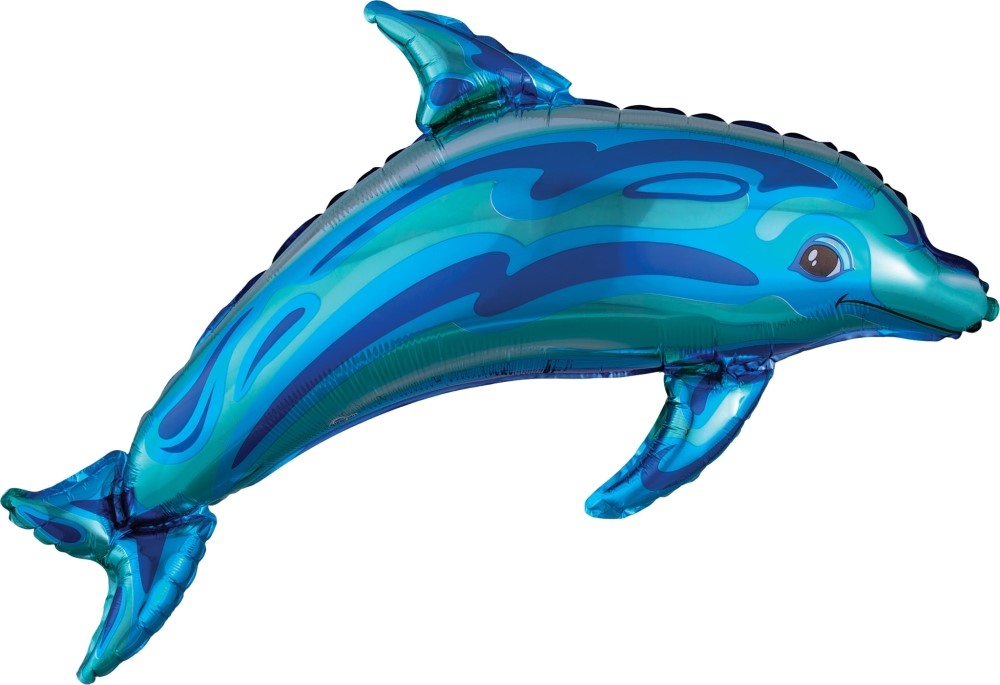 Шар с клапаном (17''/43 см) Мини-фигура, Дельфин, Голубой