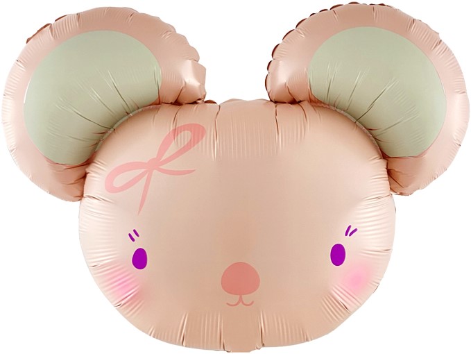 Шар (28''/71 см) Фигура, Милая мышка, Розовый, 1 шт. в уп. (Надув ВОЗДУХОМ)
