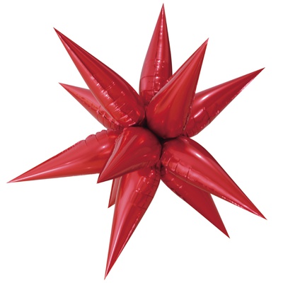 Шар 3D (26''/66 см) Звезда, Составная, Красный, 1 шт. в уп