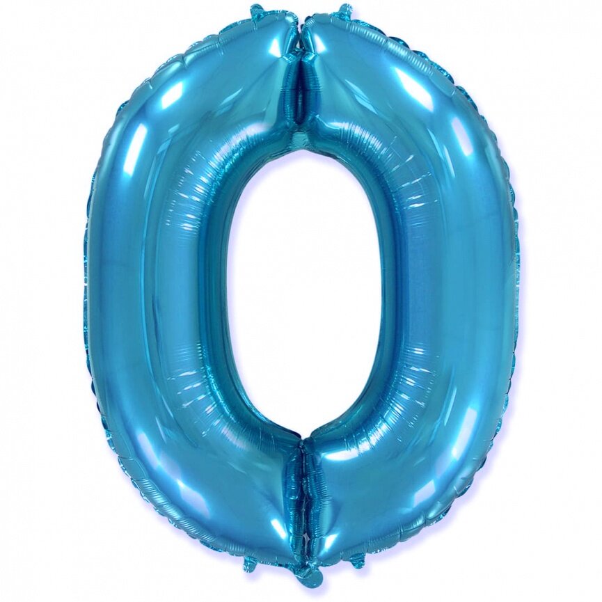 Шар (34" 86 см) Цифра "0" голубой, Китай
