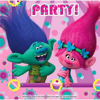 Салфетки "Тролли" / Trolls, 33*33 см, 20 шт.