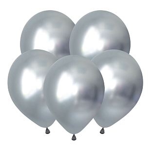 V Шар (12"/30см) Зеркальные шары, Серебро / Luster Silver / 50 шт