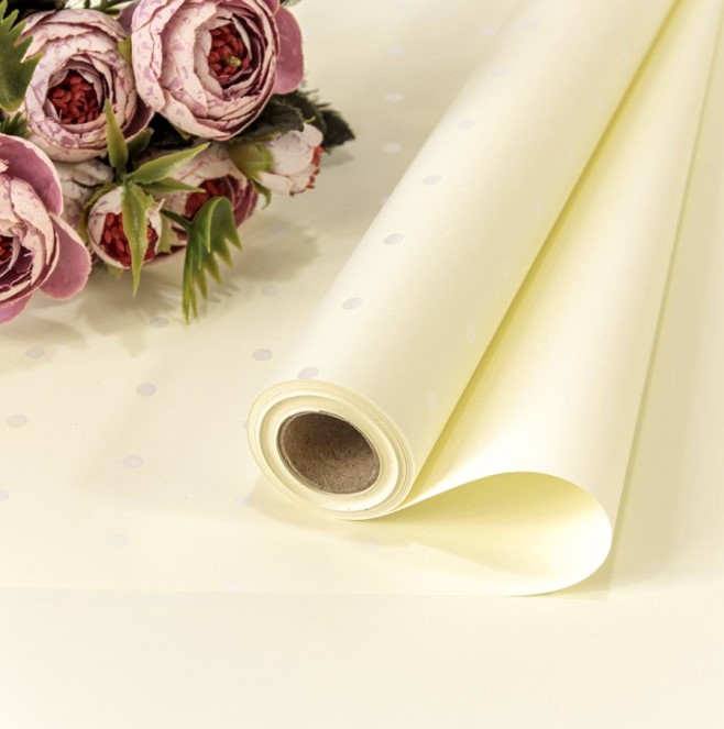 Пленка матовая 58см*10м 65мкм "Мелкий Горошек" Жемчужно-белый