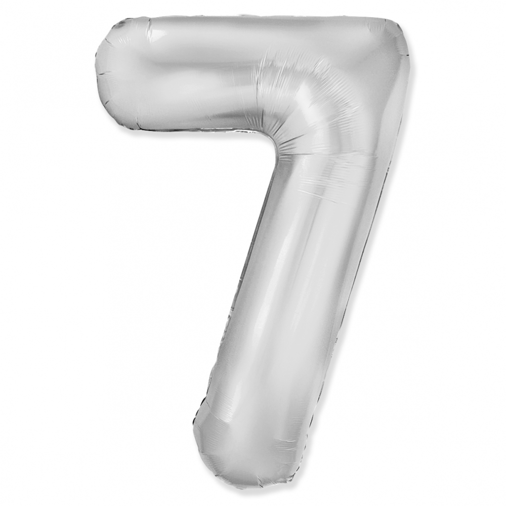 FM Шар (40''/102 см) Цифра, 7 Slim, Серебро, 1 шт. в уп.