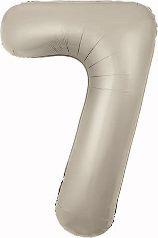 Шар (40''/102 см) Цифра, 7 Slim, Кремовый, Сатин, 1 шт.