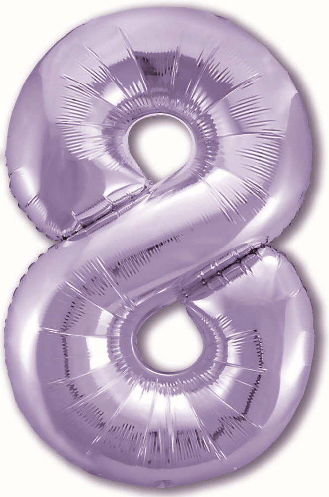 Шар (40''/102 см) Цифра, 8, Slim, Пастельный фиолетовый, в упаковке, Россия