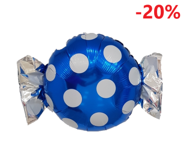 Шар(24"/60см)Фигура,Конфета синяя в белый горошек, Китай