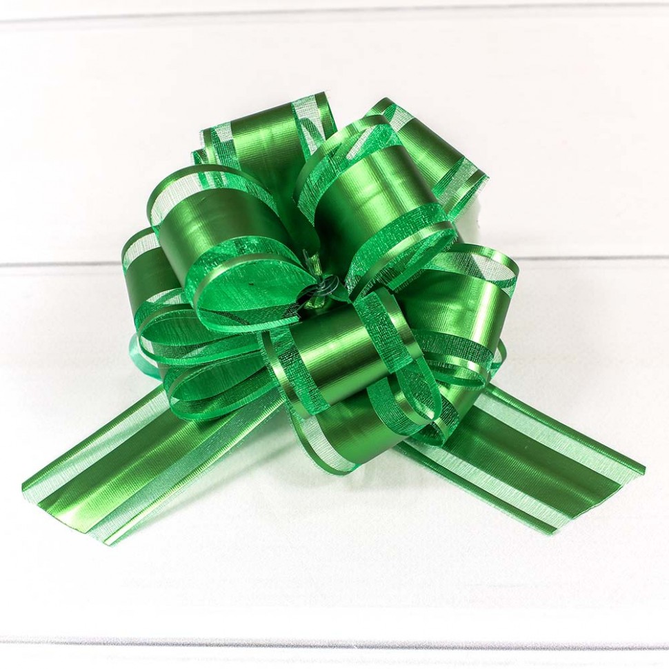 Бант-шар 3 см "Ажурный" с органзой, Зелёный, 1 шт.