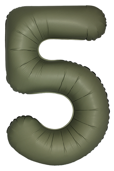 FM Шар (40''/102 см) Цифра, 5 Slim, Оливковый, Матовый, 1 шт. в уп.