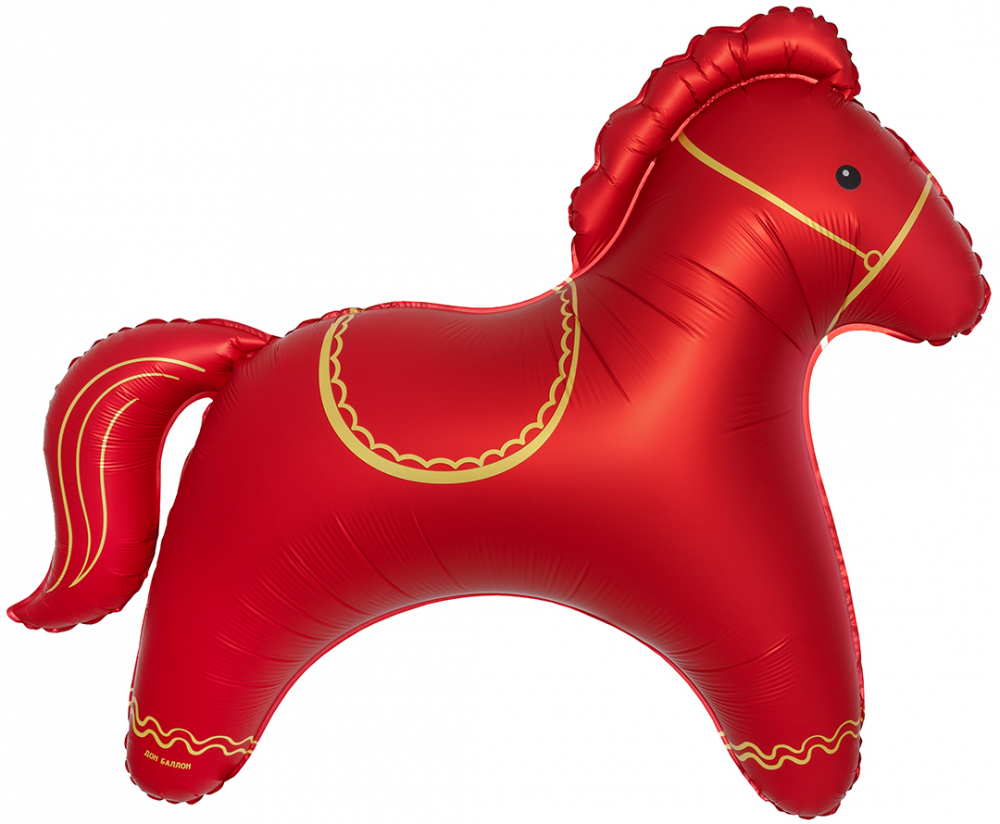 Шар с клапаном (13''/33 см) Мини-фигура, Красная лошадка, Сатин
