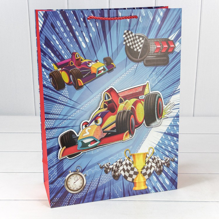 Пакет с 3D аппликацией "Детский"-317, Гонка 30*41,5*12 см